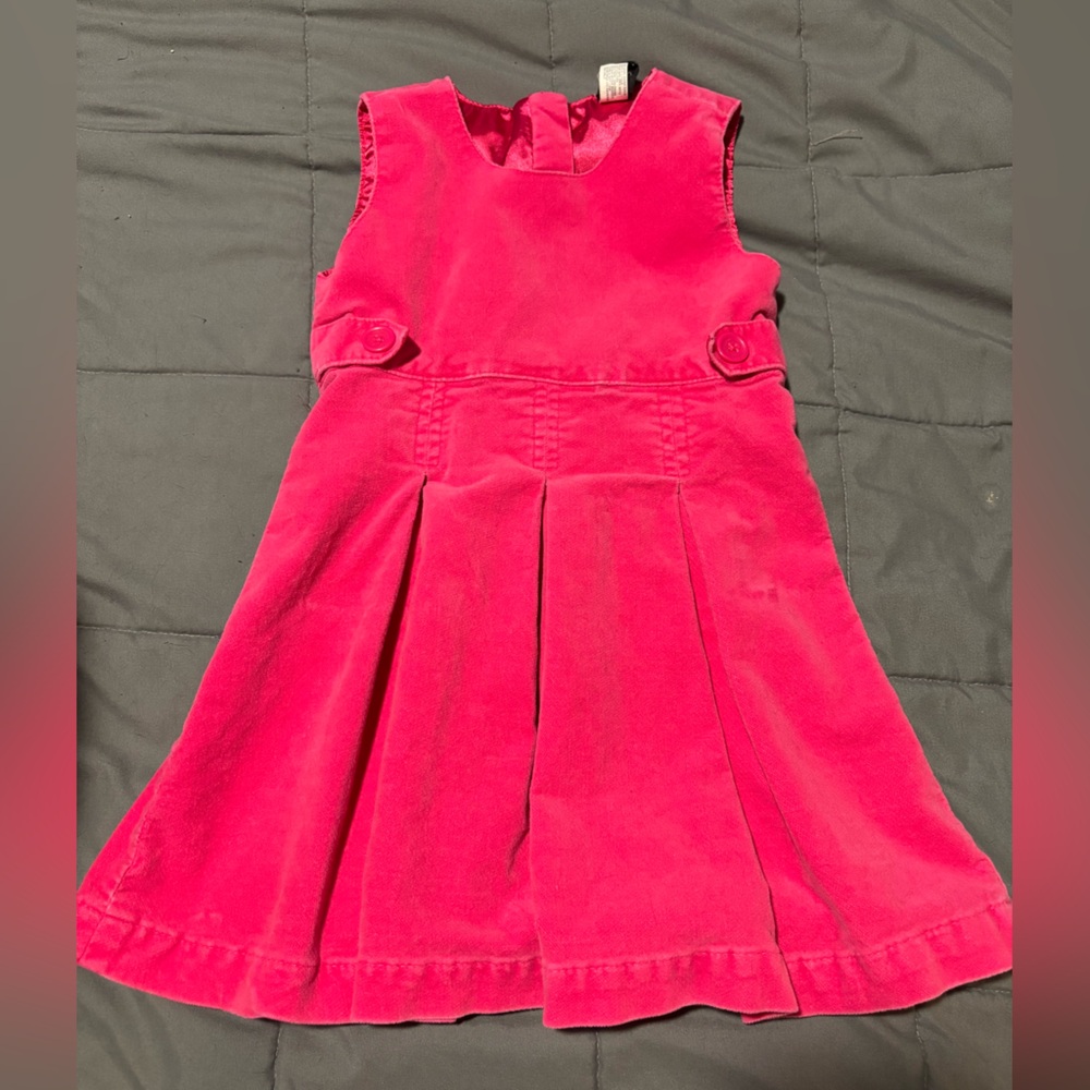 BABY GAP VINTAGE Bright Pink Velvet Toddler Dress Size 18M